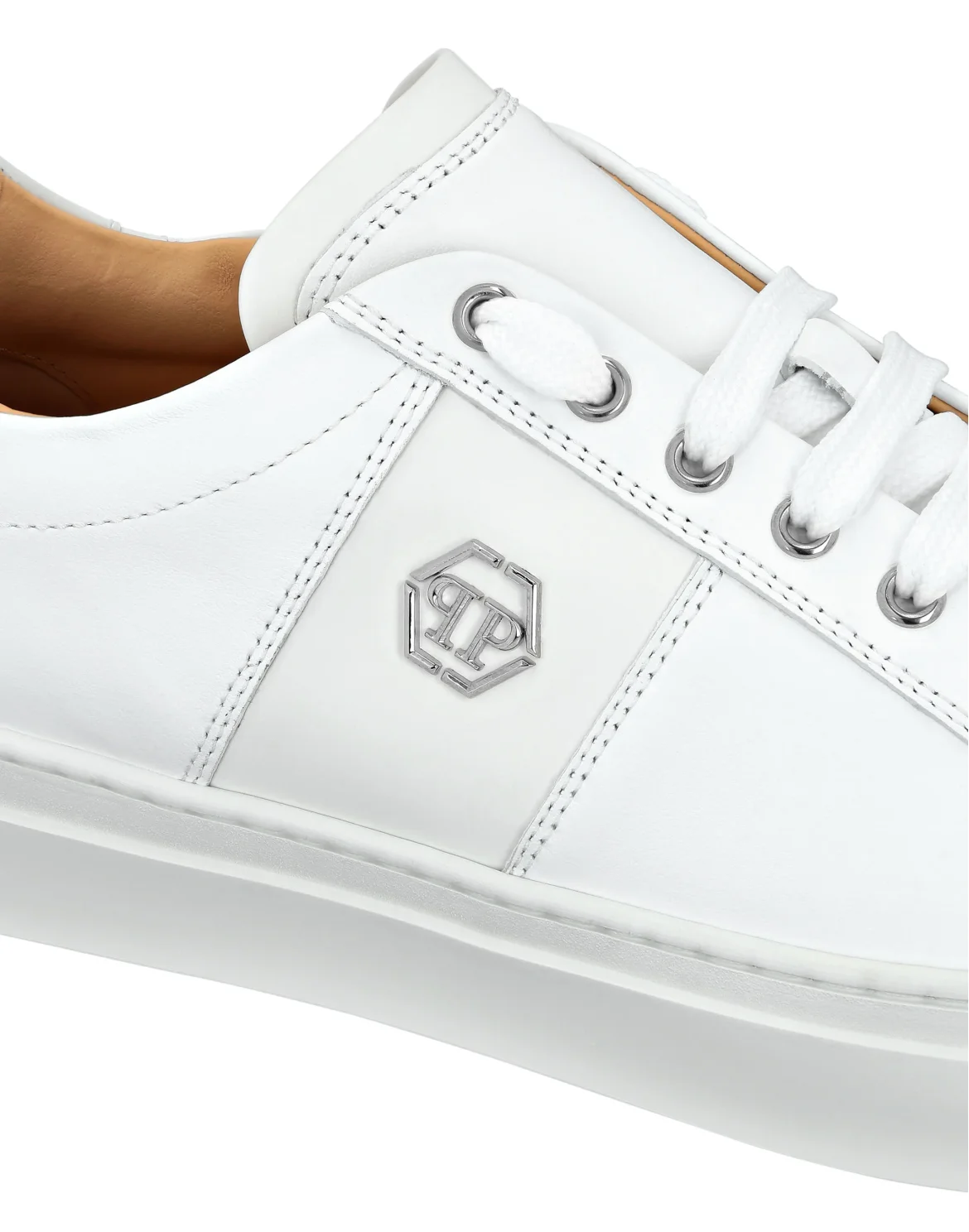 Leather Lo-Top Sneakers Hexagon, цвет: Белый