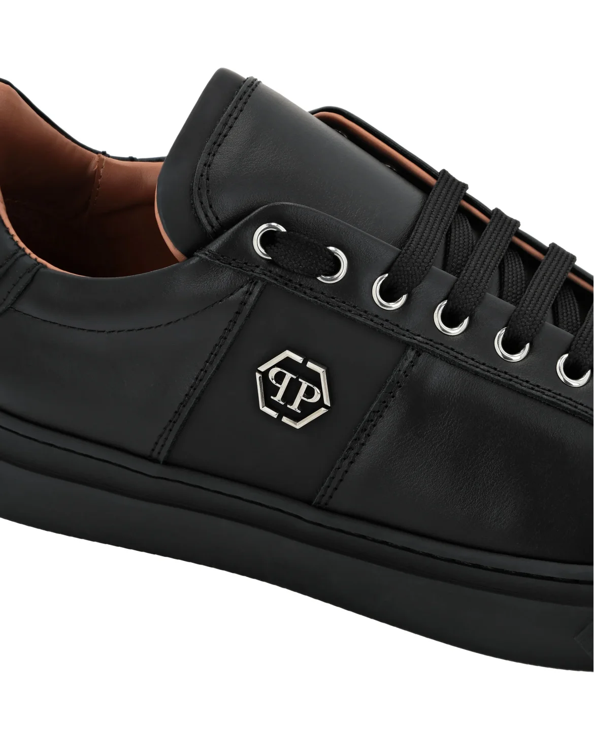 Leather Lo-Top Sneakers Hexagon, цвет: Черный