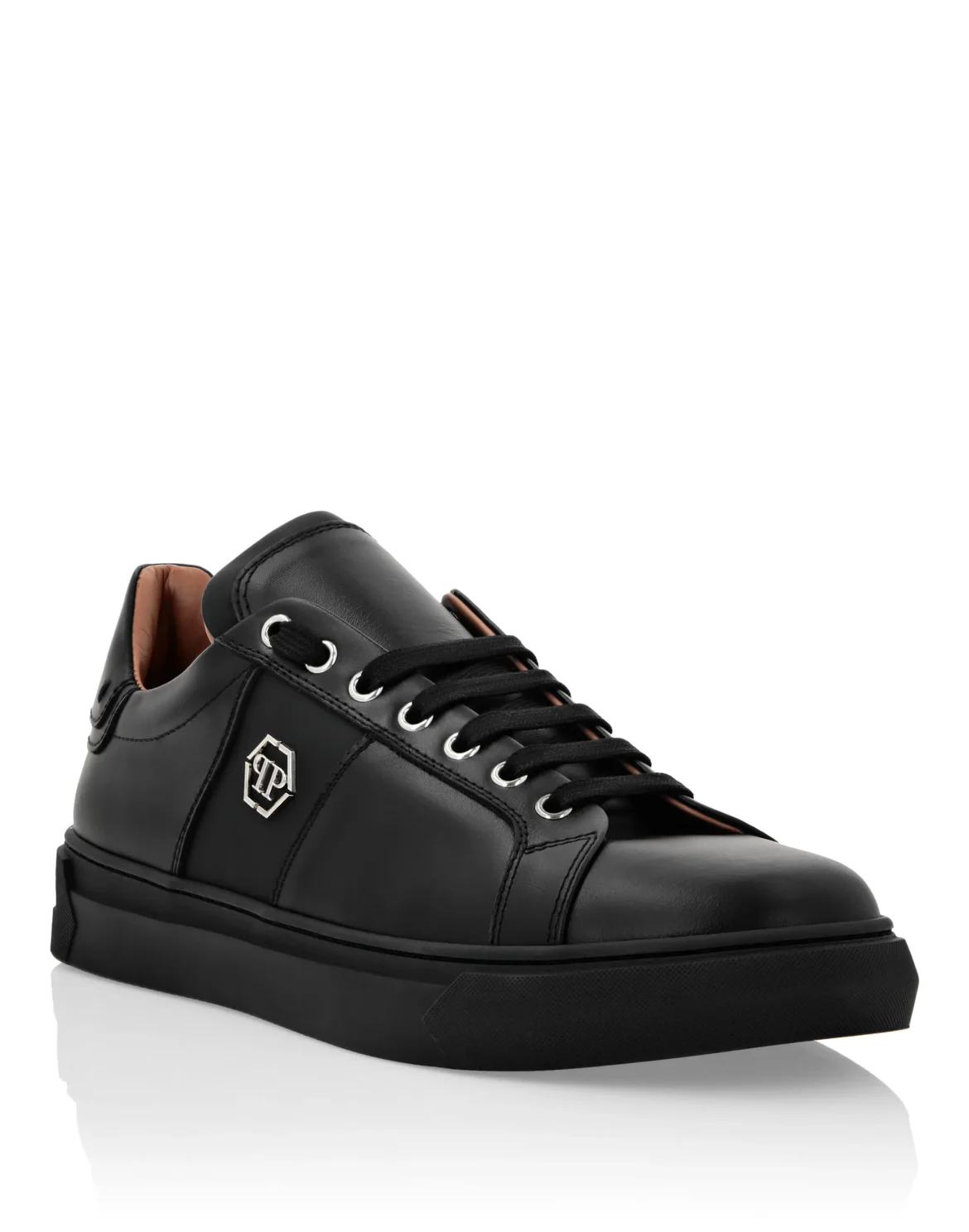Leather Lo-Top Sneakers Hexagon, цвет: Черный