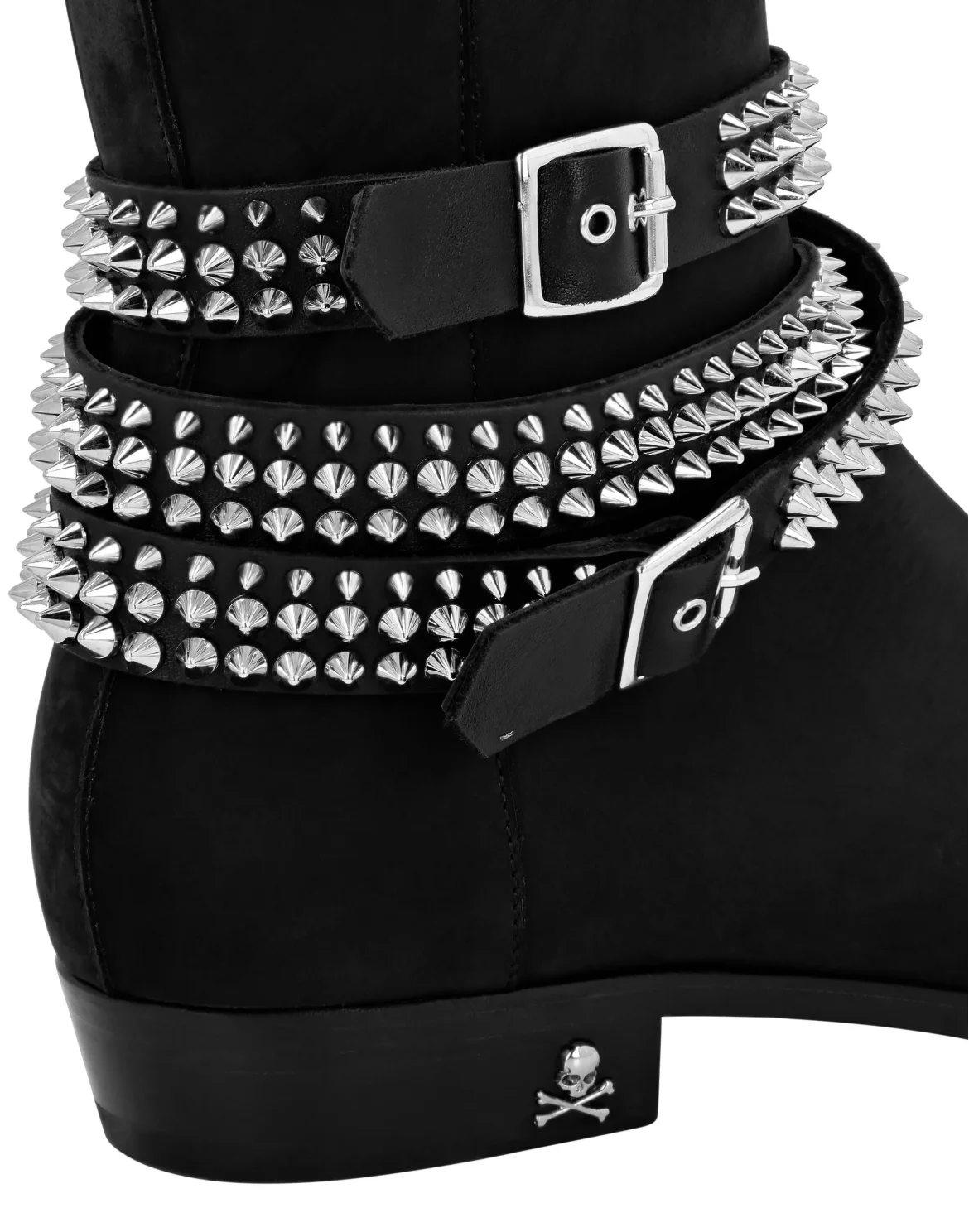 Nubuck Flat  Boots Studs, цвет: Черный