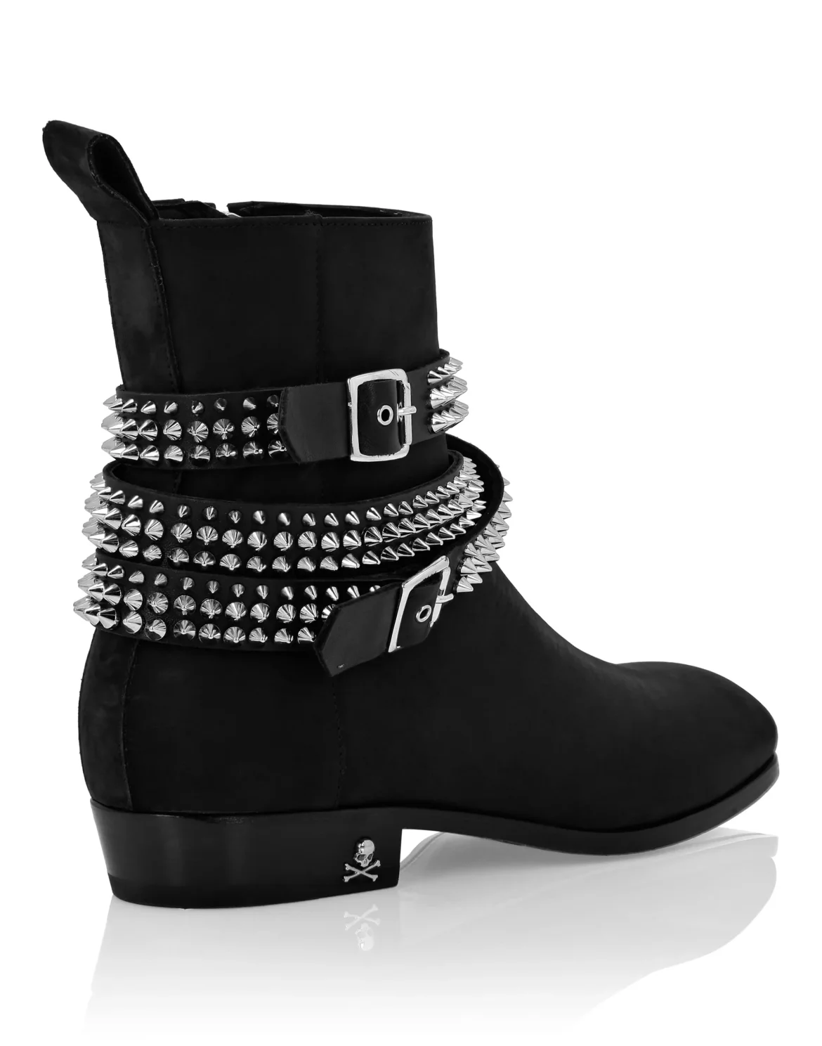 Nubuck Flat  Boots Studs, цвет: Черный