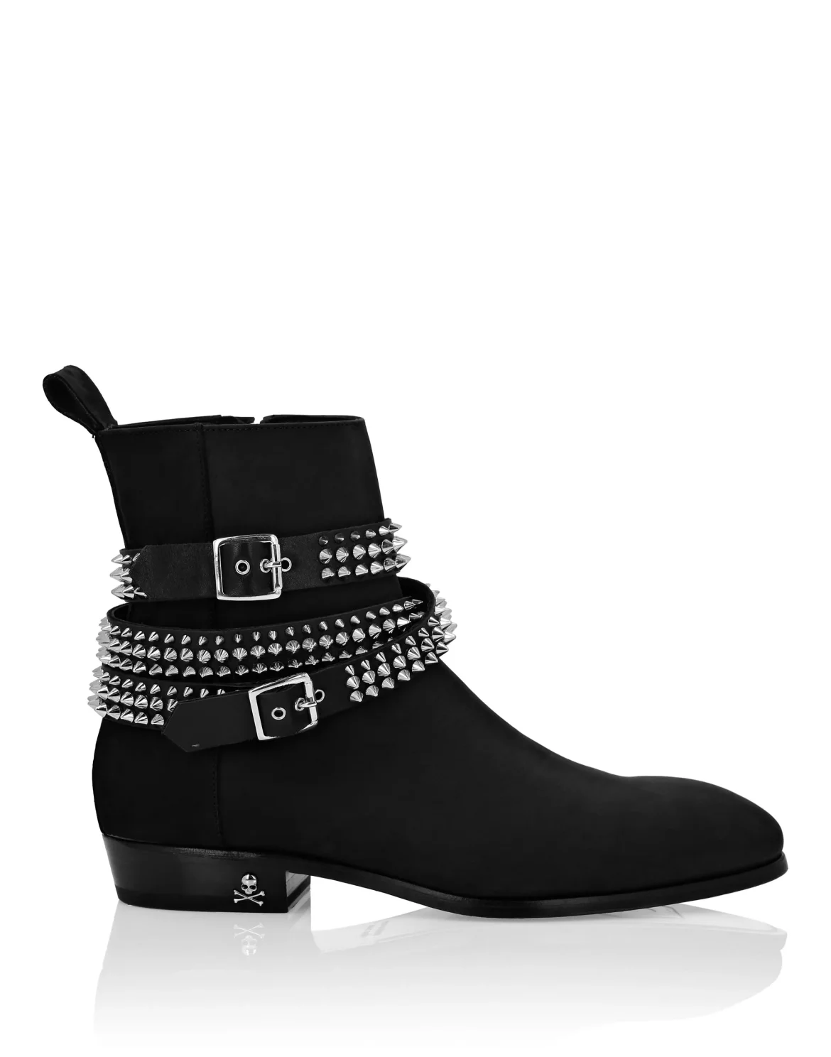 Nubuck Flat  Boots Studs, цвет: Черный