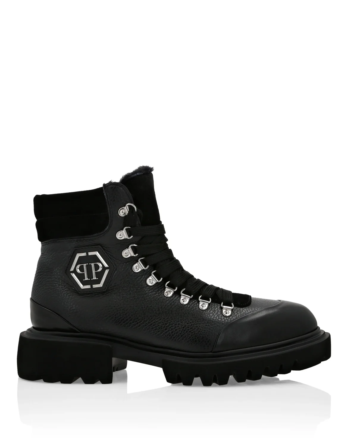 Leather Boots with Wool & Rubber Inserts, цвет: Черный