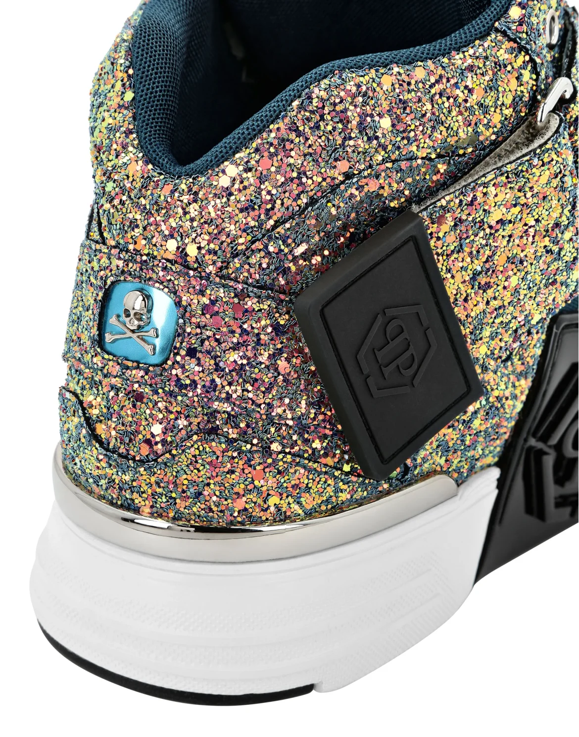 Patent Leather Mid-Top Sneakers with Glitter Gothic Plein, цвет: Зеленый