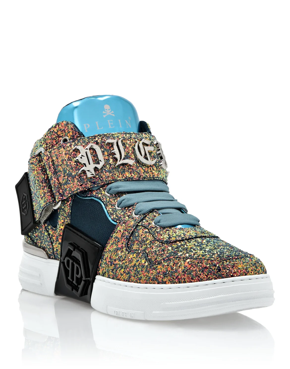 Patent Leather Mid-Top Sneakers with Glitter Gothic Plein, цвет: Зеленый