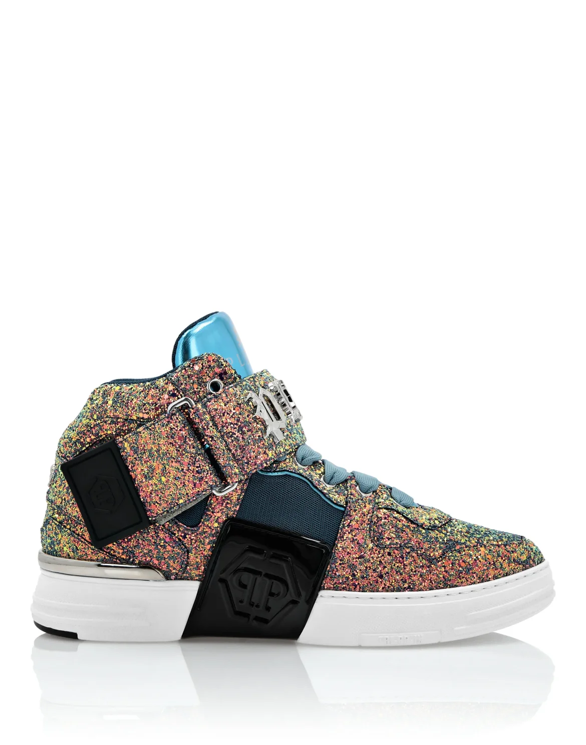 Patent Leather Mid-Top Sneakers with Glitter Gothic Plein, цвет: Зеленый