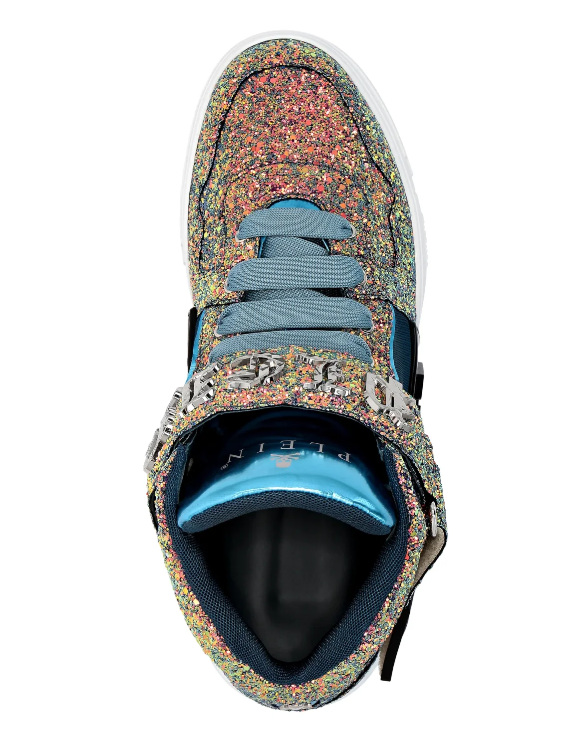 Patent Leather Mid-Top Sneakers with Glitter Gothic Plein, цвет: Зеленый