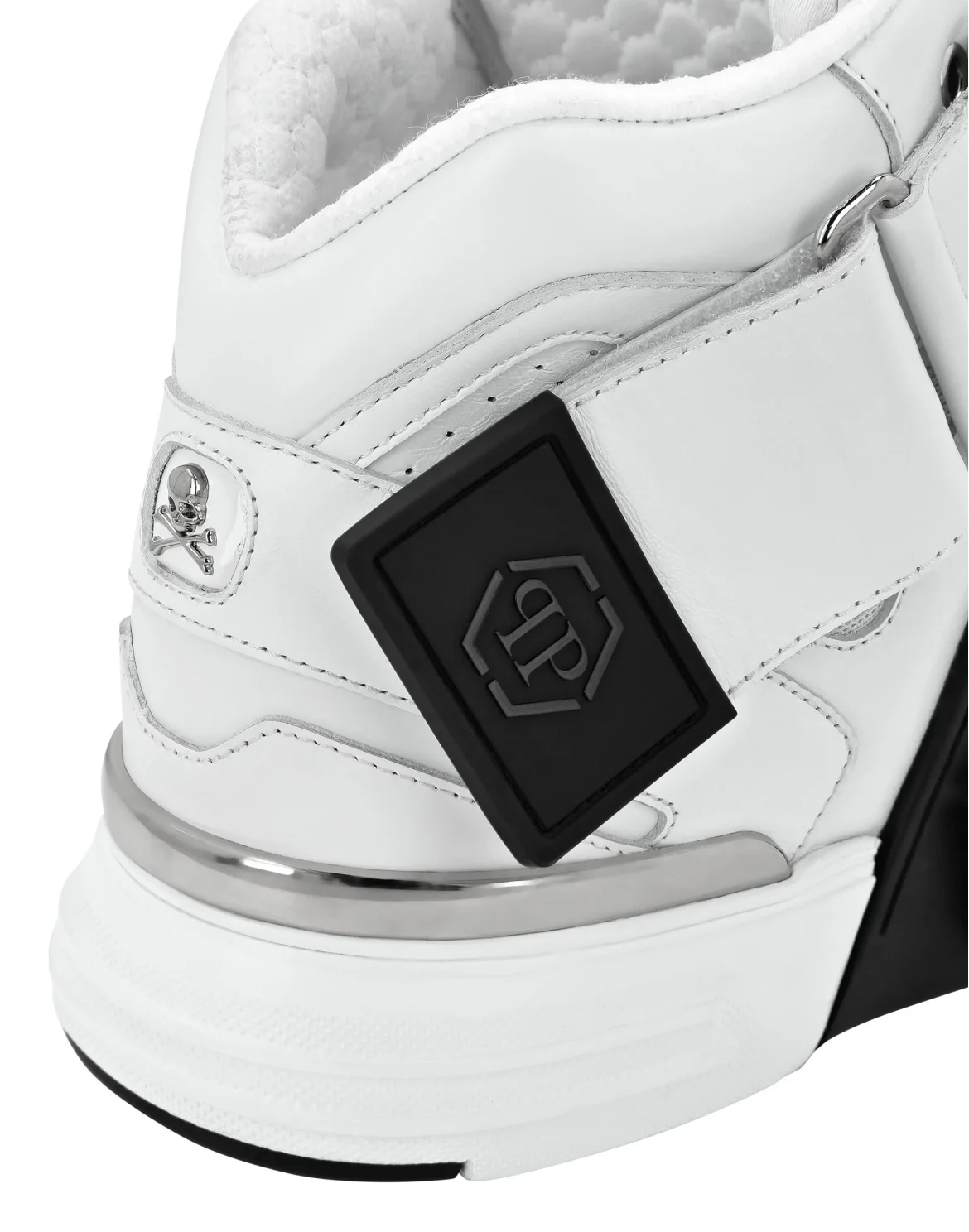 Mix Leather Mid-Top Sneakers Gothic Plein, цвет: Белый