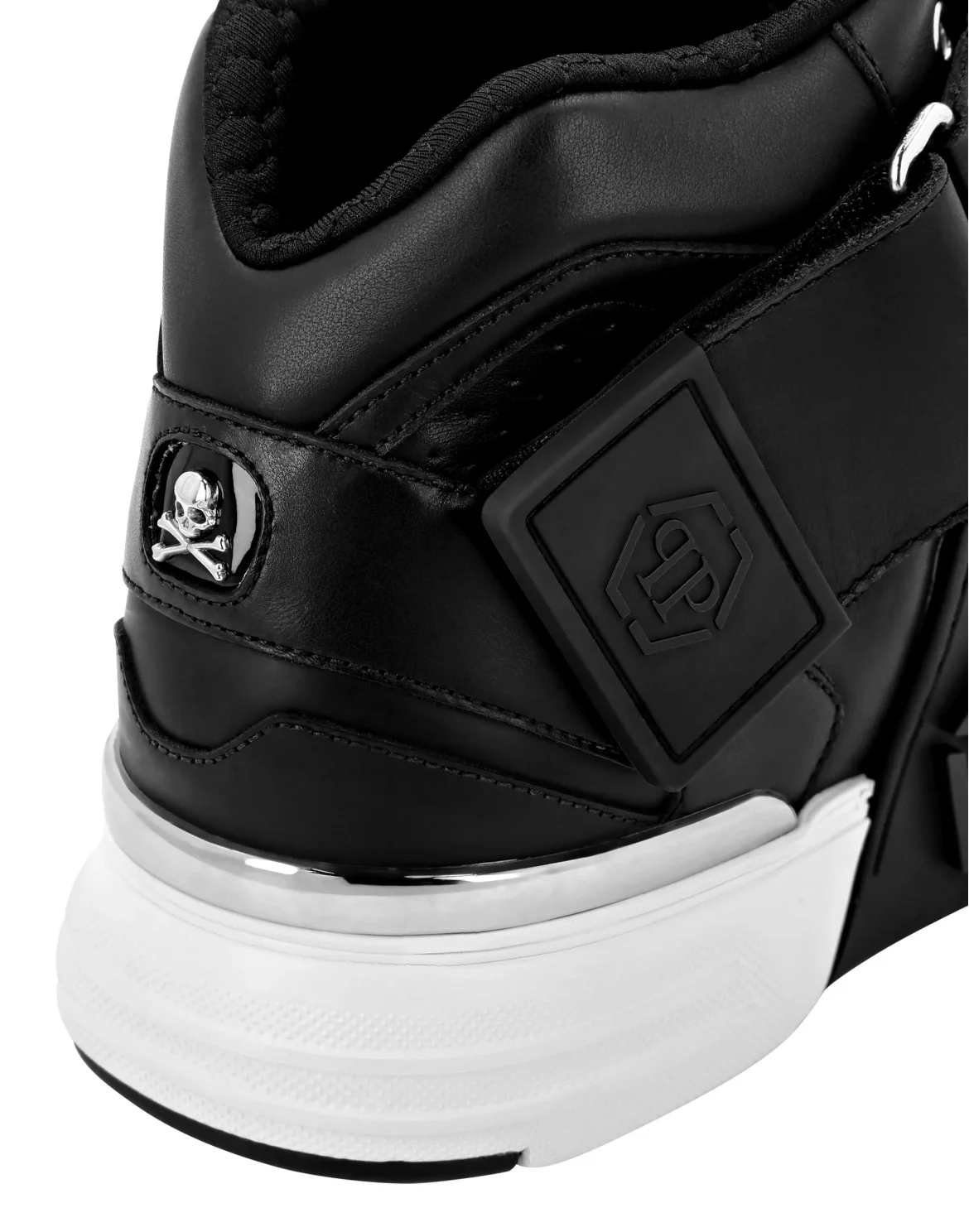 Mix Leather Mid-Top Sneakers Gothic Plein, цвет: Черный