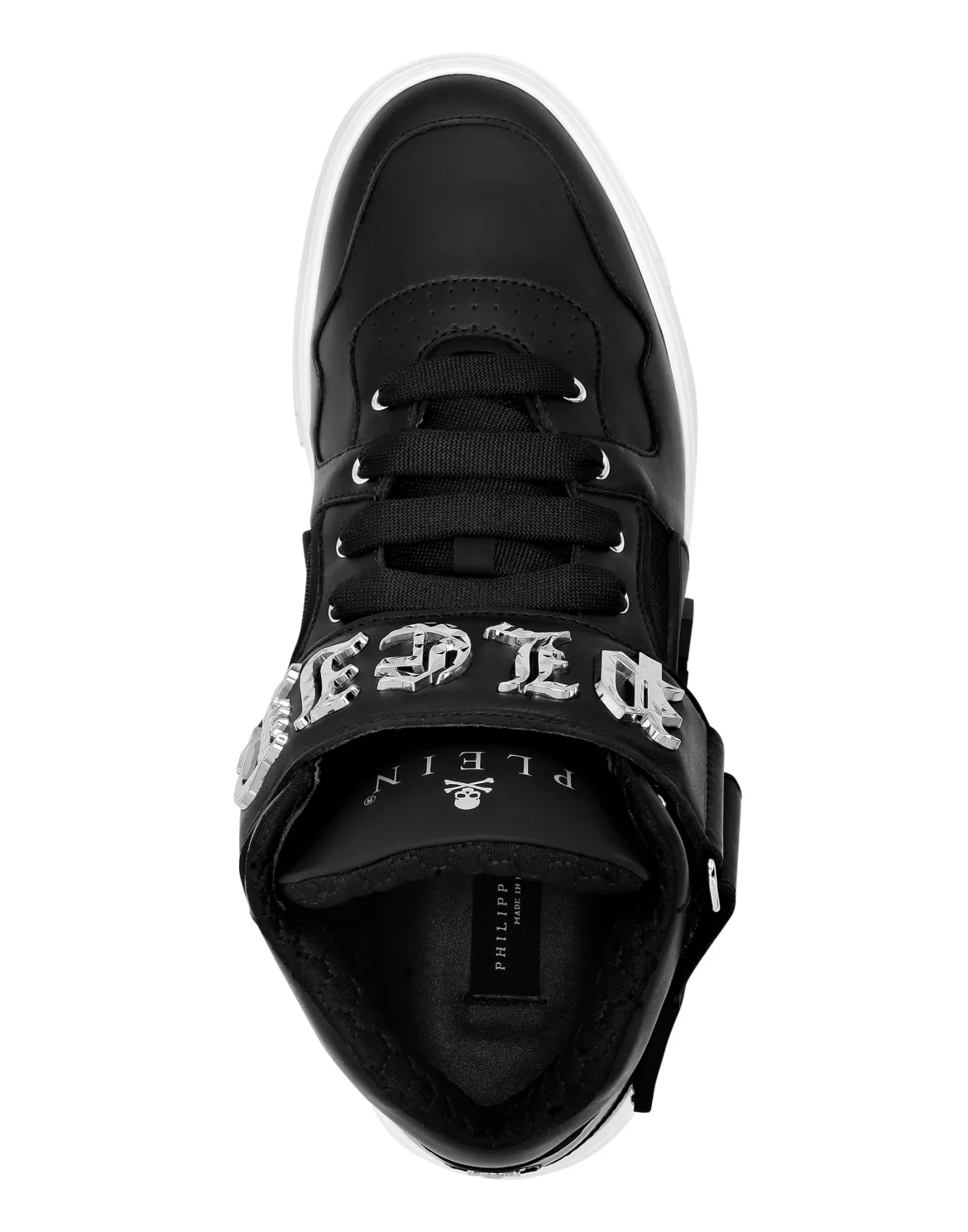 Mix Leather Mid-Top Sneakers Gothic Plein, цвет: Черный