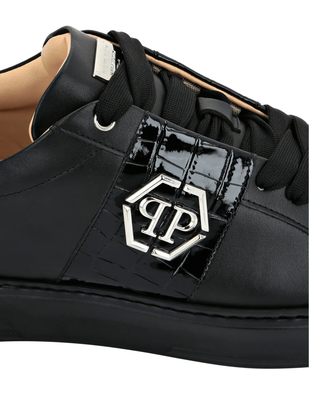 Leather Lo-Top Sneakers, цвет: Черный
