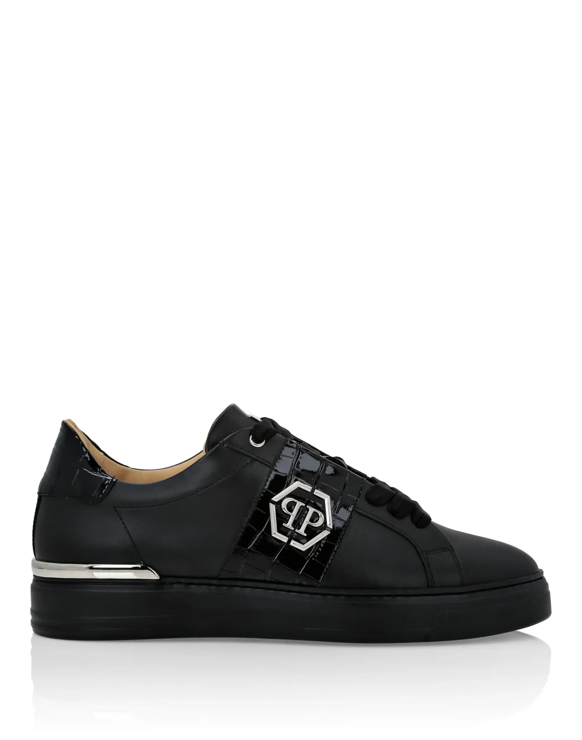 Leather Lo-Top Sneakers, цвет: Черный