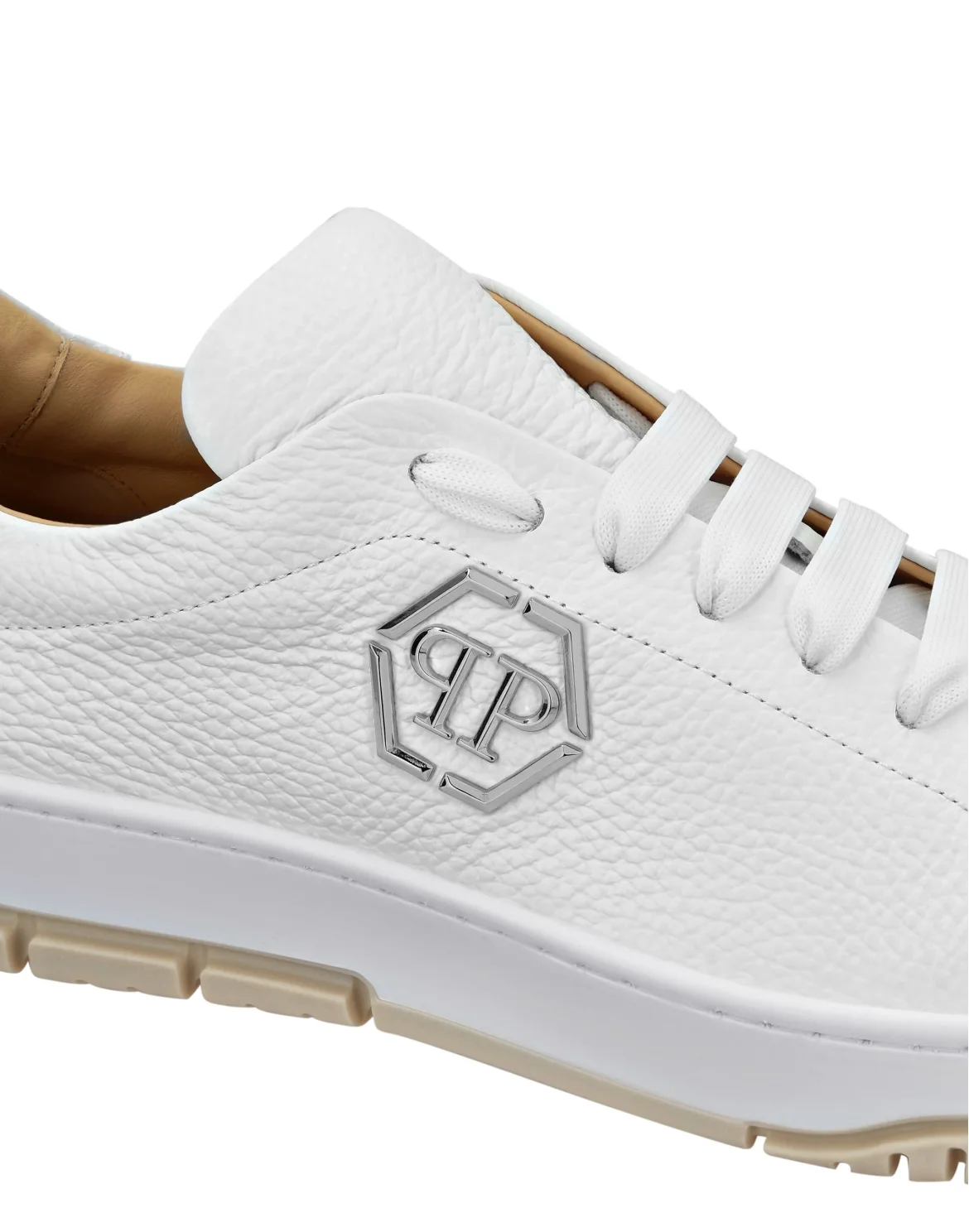 Leather Lo-Top Sneakers Hexagon, цвет: Белый