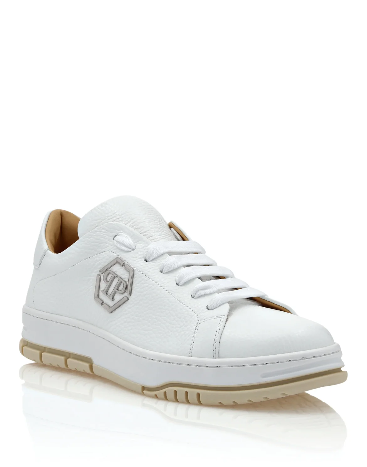 Leather Lo-Top Sneakers Hexagon, цвет: Белый