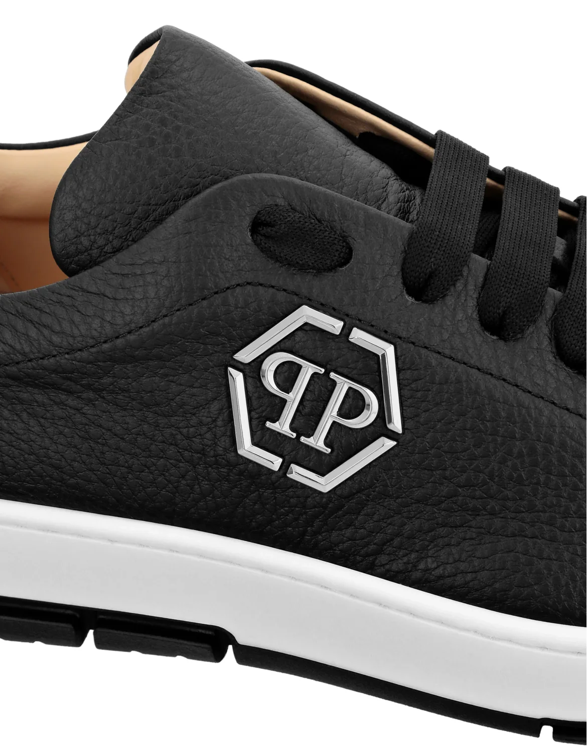 Leather Lo-Top Sneakers Hexagon, цвет: Черный