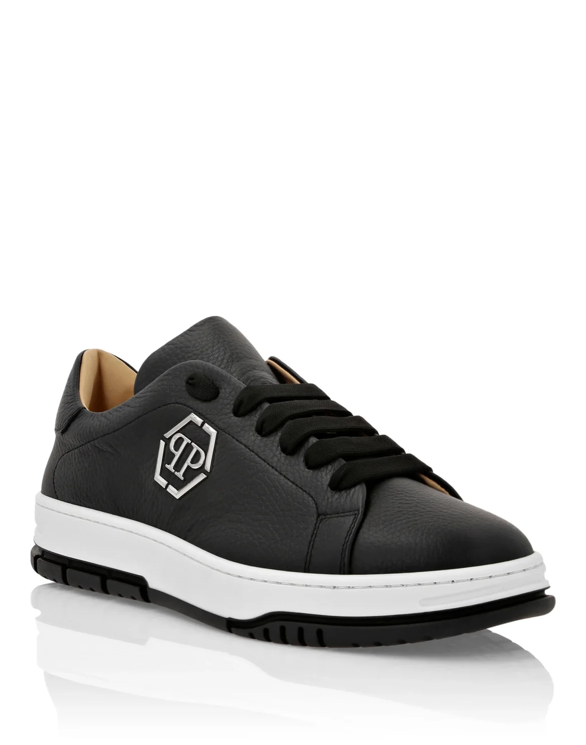 Leather Lo-Top Sneakers Hexagon, цвет: Черный