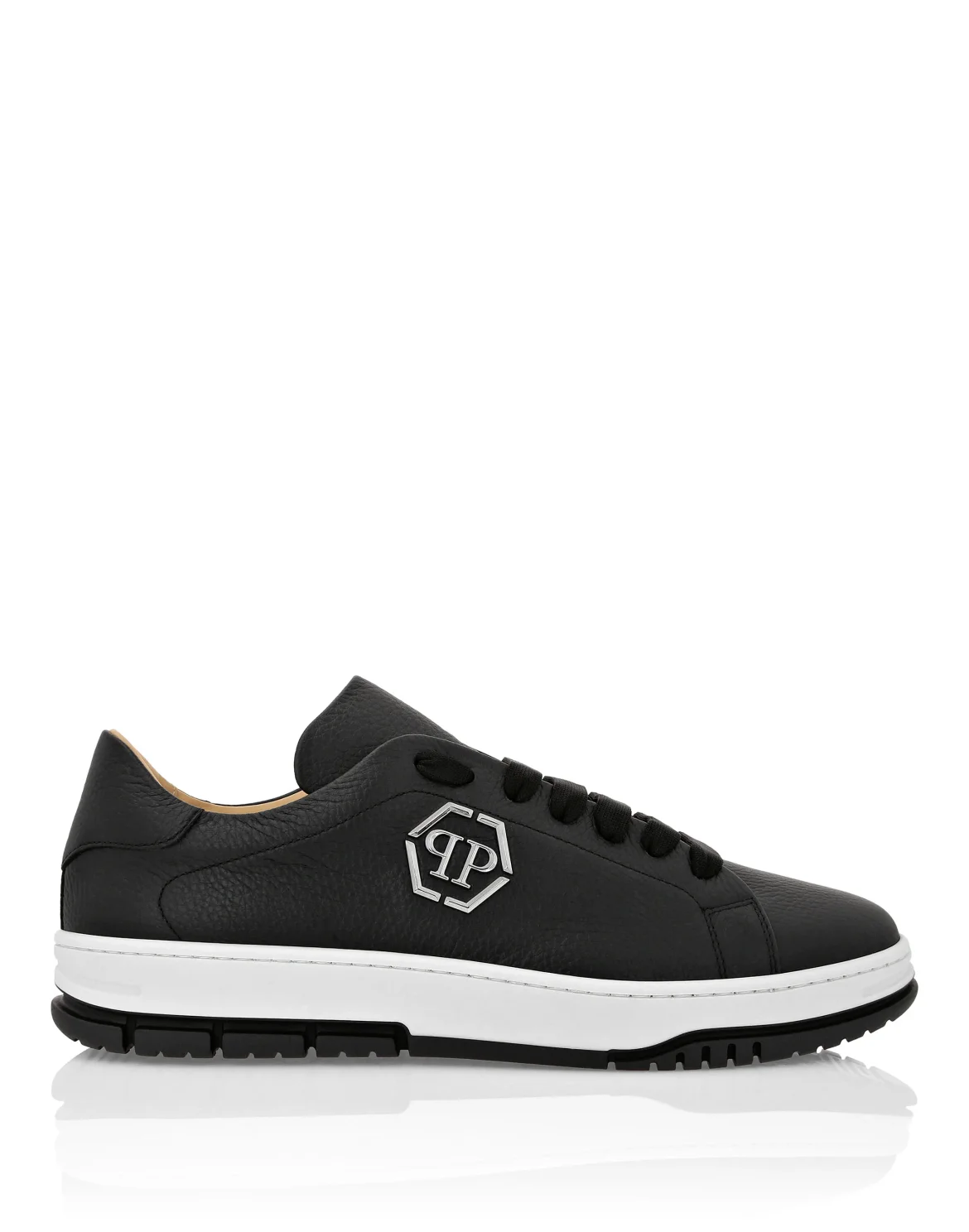 Leather Lo-Top Sneakers Hexagon, цвет: Черный