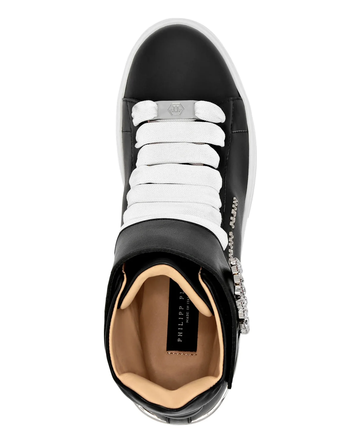 Leather Hi-Top Sneakers Crystal, цвет: Черный