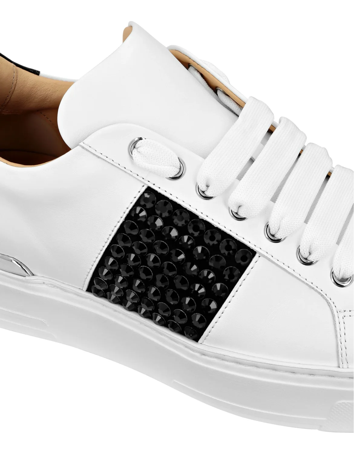 Mix Leather Lo-Top Sneakers Crystal, цвет: Белый