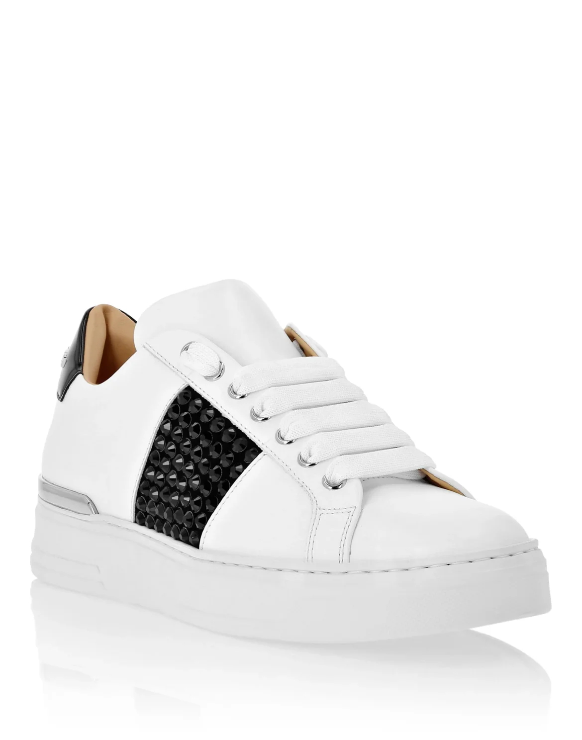 Mix Leather Lo-Top Sneakers Crystal, цвет: Белый