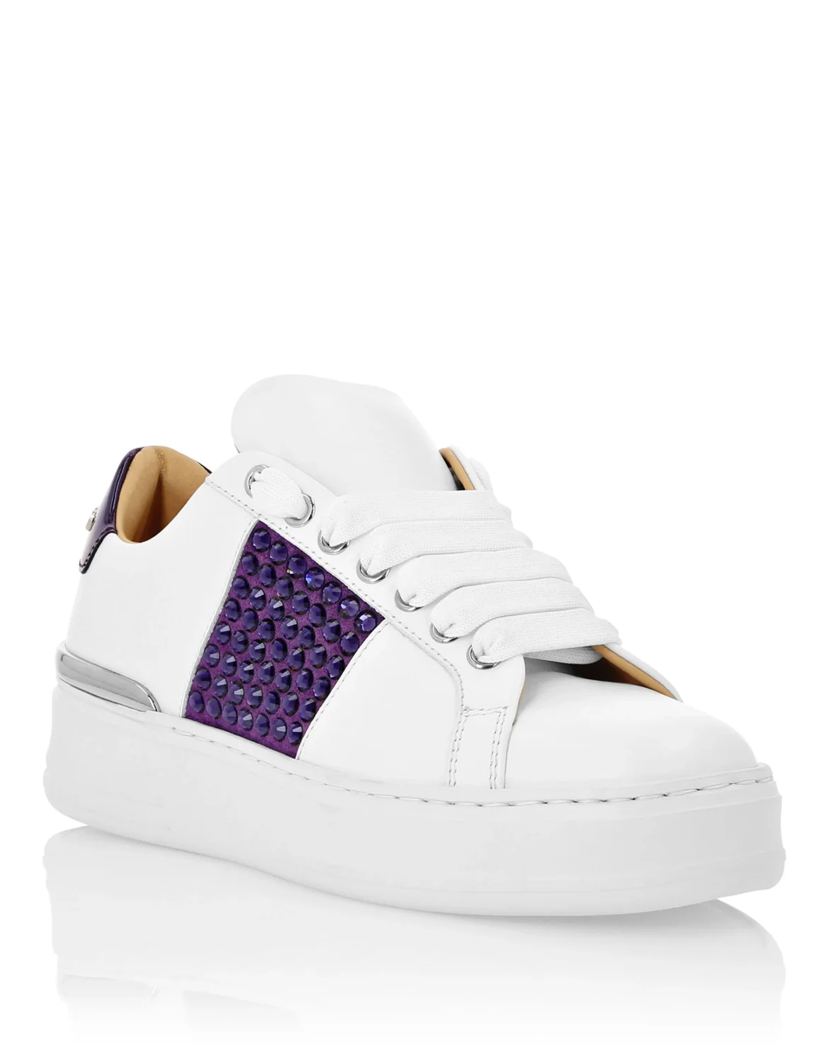 Mix Leather Lo-Top Sneakers Crystal, цвет: Белый