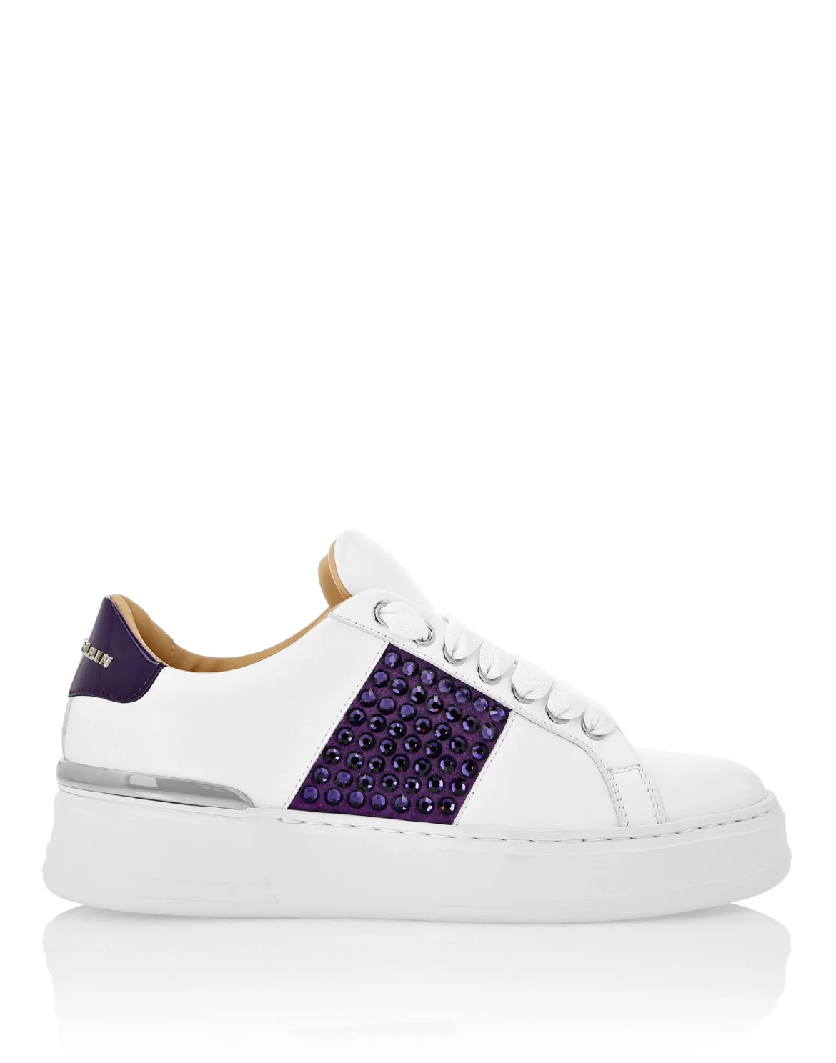 Mix Leather Lo-Top Sneakers Crystal, цвет: Белый