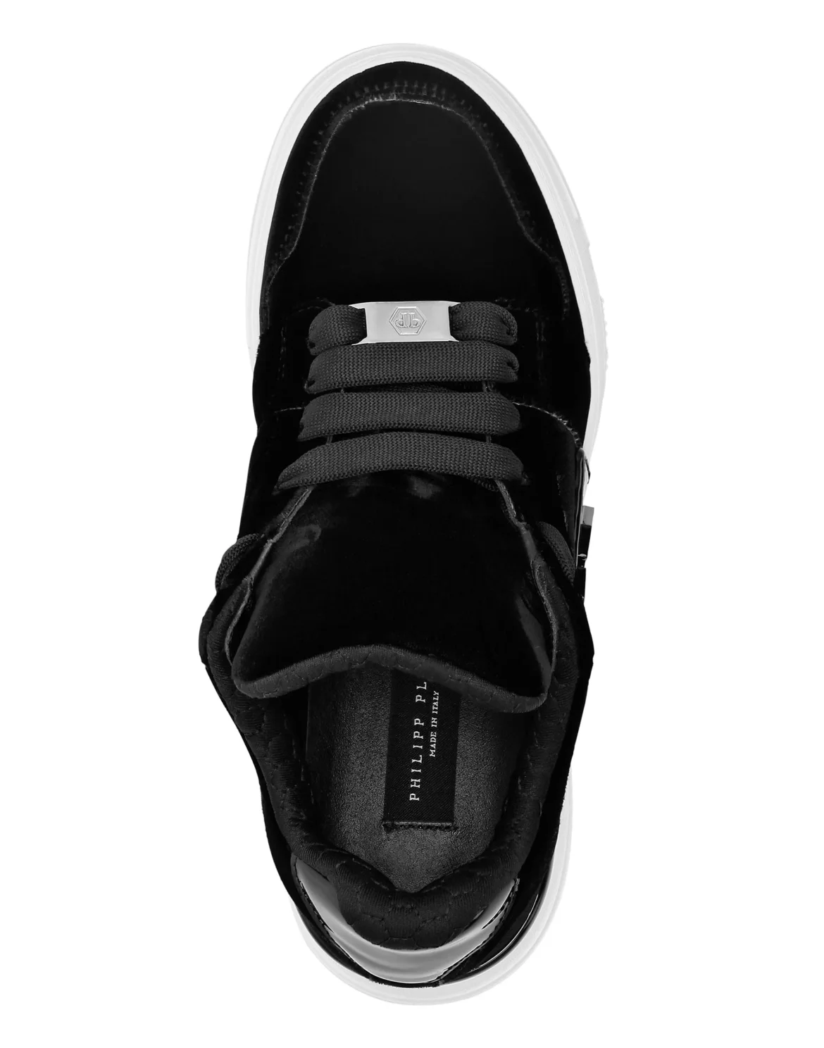 Patent Leather & Velvet Lo-Top Sneakers Hexagon, цвет: Черный