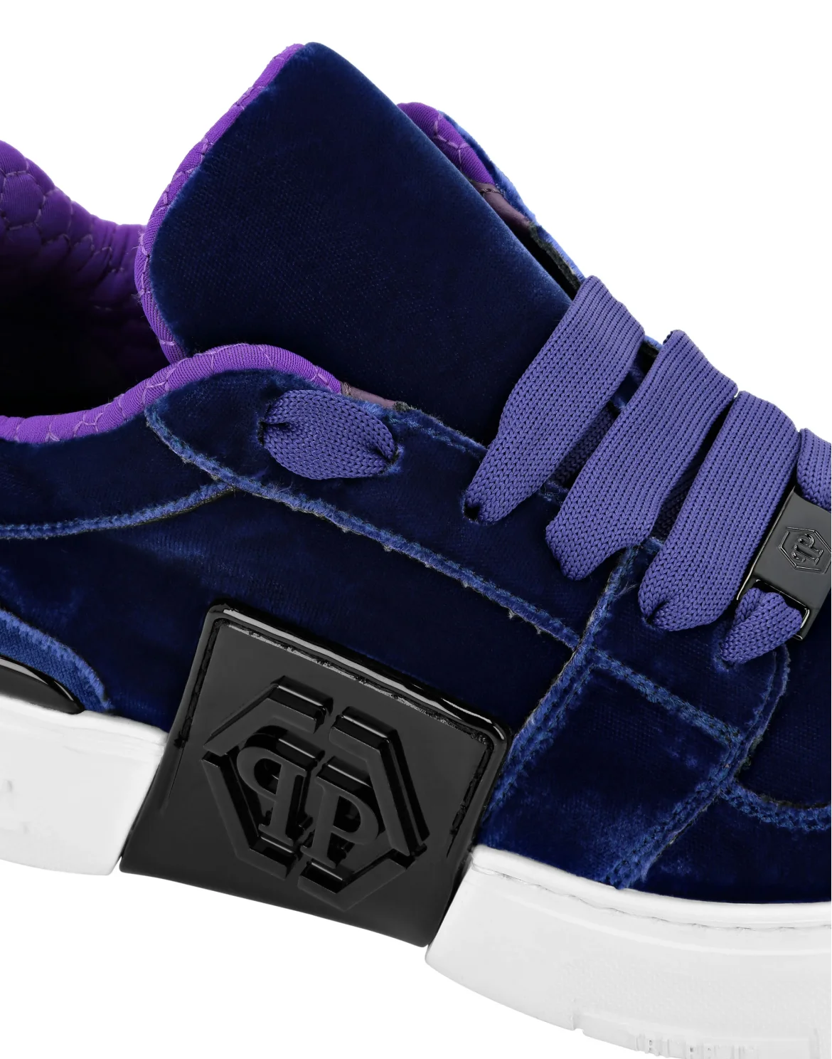 Patent Leather & Velvet Lo-Top Sneakers Hexagon, цвет: Фиолетовый