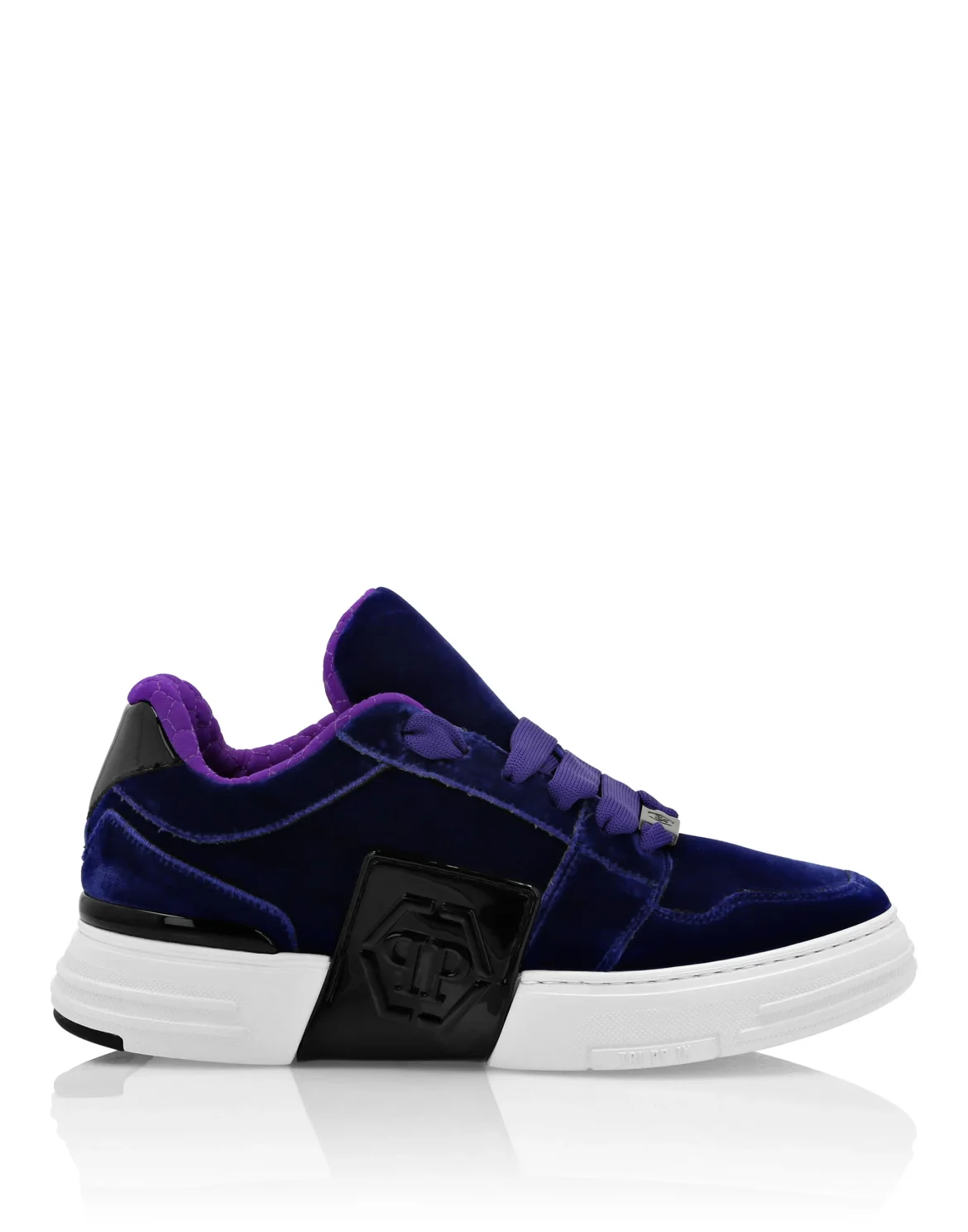 Patent Leather & Velvet Lo-Top Sneakers Hexagon, цвет: Фиолетовый