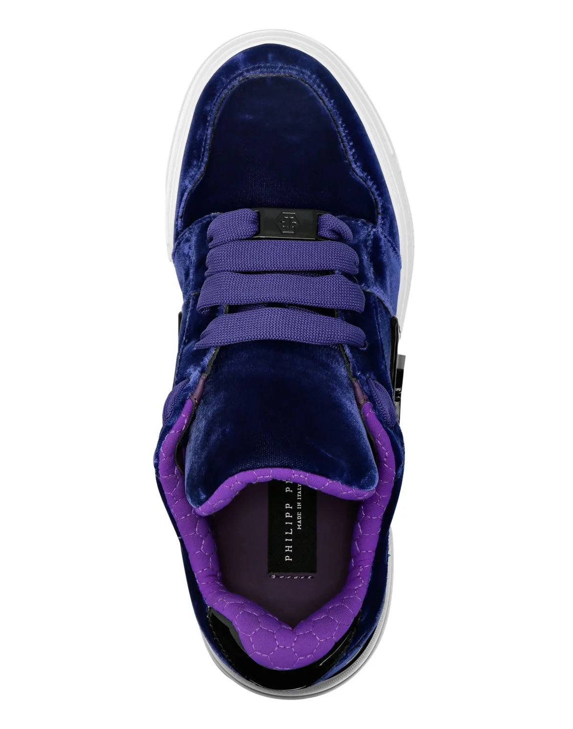 Patent Leather & Velvet Lo-Top Sneakers Hexagon, цвет: Фиолетовый