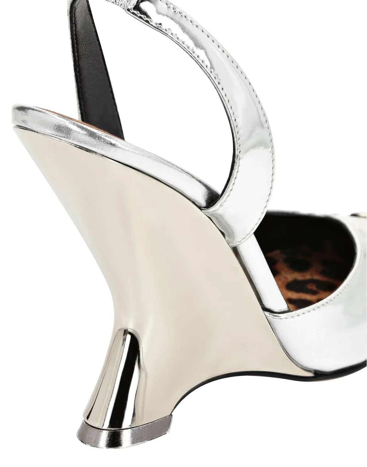 Mirror Leather Decollete Wedges, цвет: Серебристый