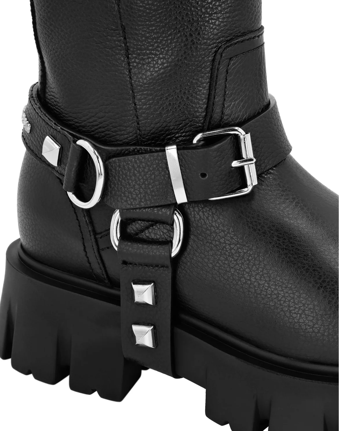 Leather Biker Boots Studs, цвет: Черный
