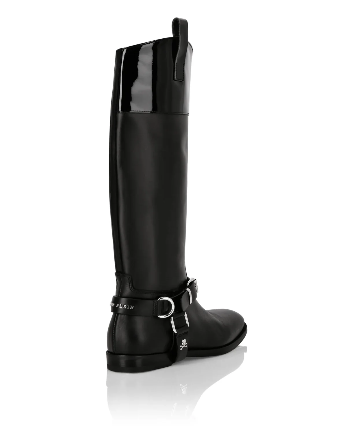 Patent Leather Boots High Flat, цвет: Черный
