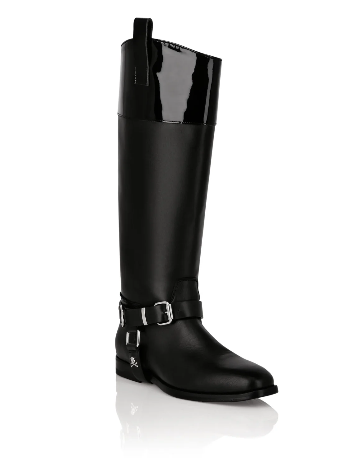 Patent Leather Boots High Flat, цвет: Черный
