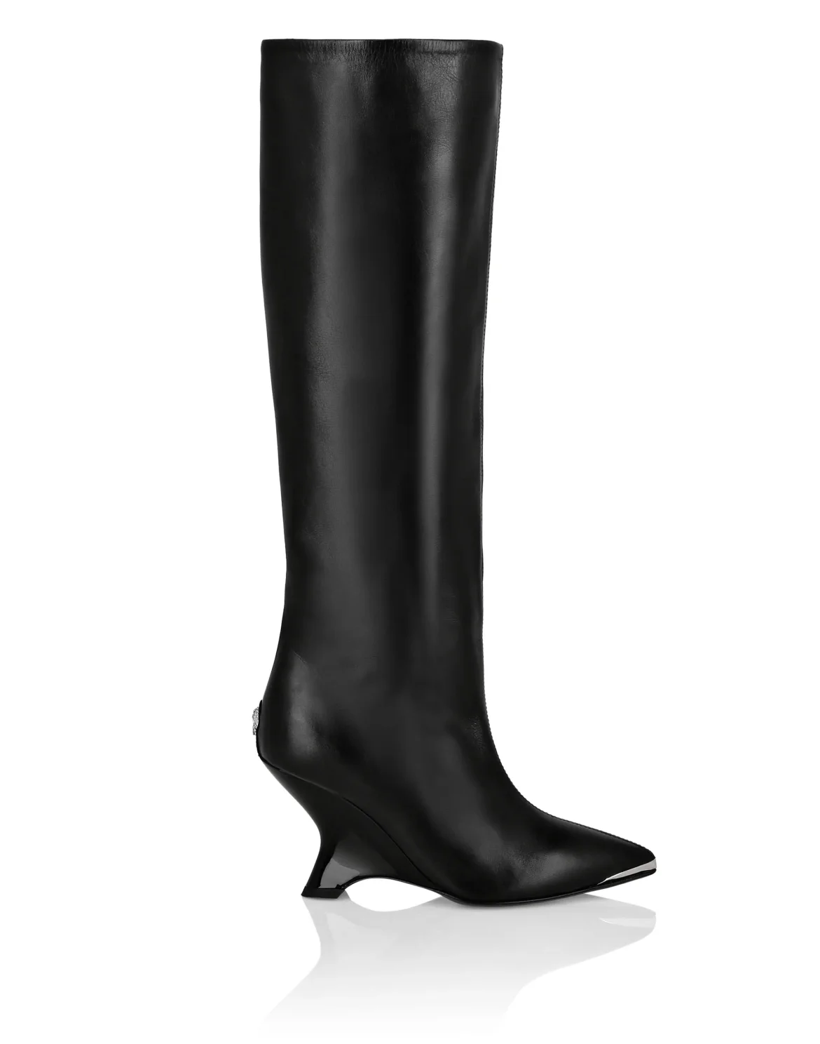 Patent Leather High Wedges Boots, цвет: Черный