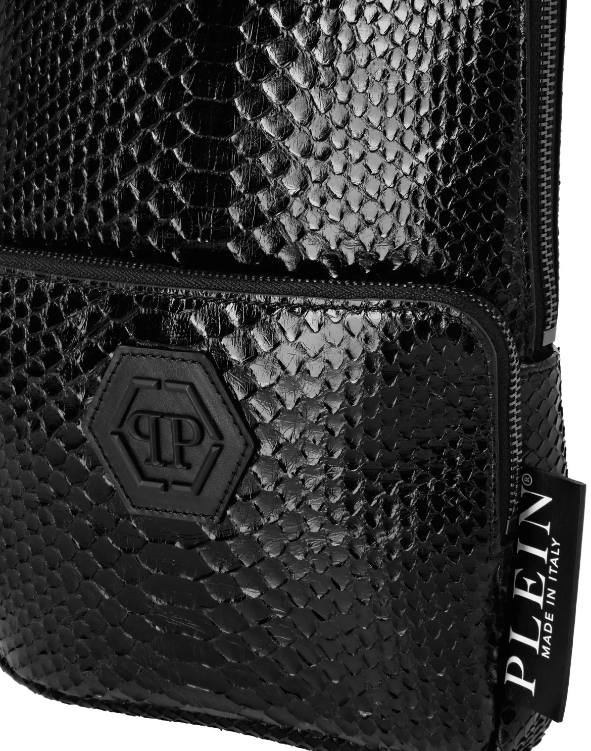 Python Leather Cross Body Hexagon, цвет: Черный