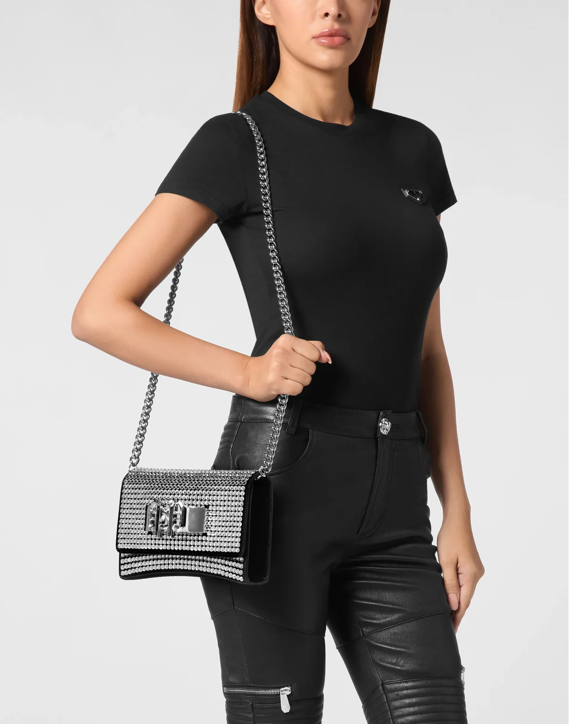 Suede Crystal Clutch Shoulder Bag Crystal, цвет: Прозрачный