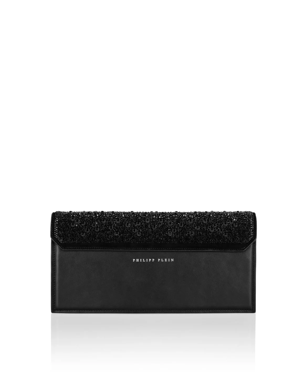 Suede Crystal Baguette Handle Bag Skull, цвет: Черный