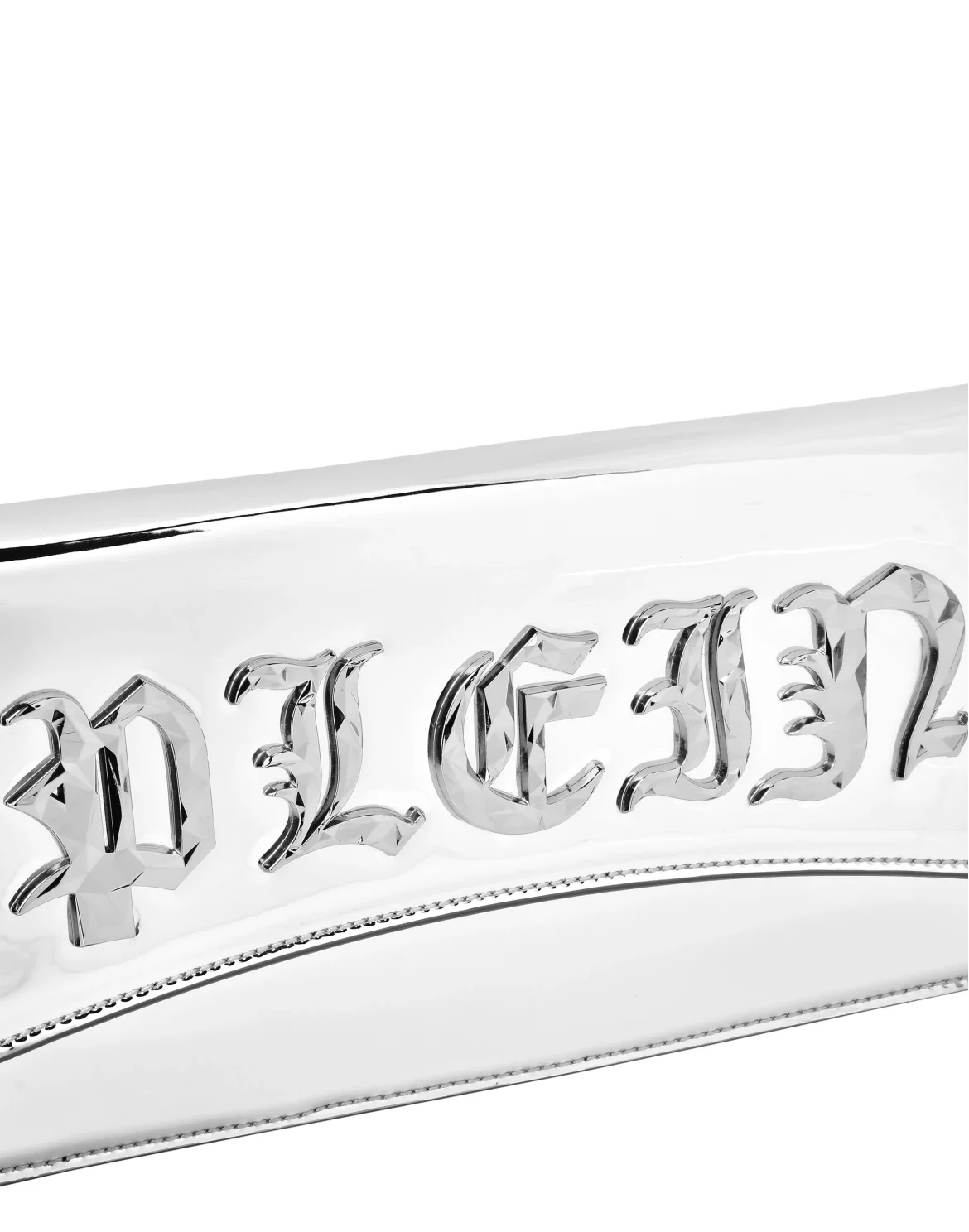 Synthetic Mirror Leather Baguette Gothic Plein, цвет: Серебристый