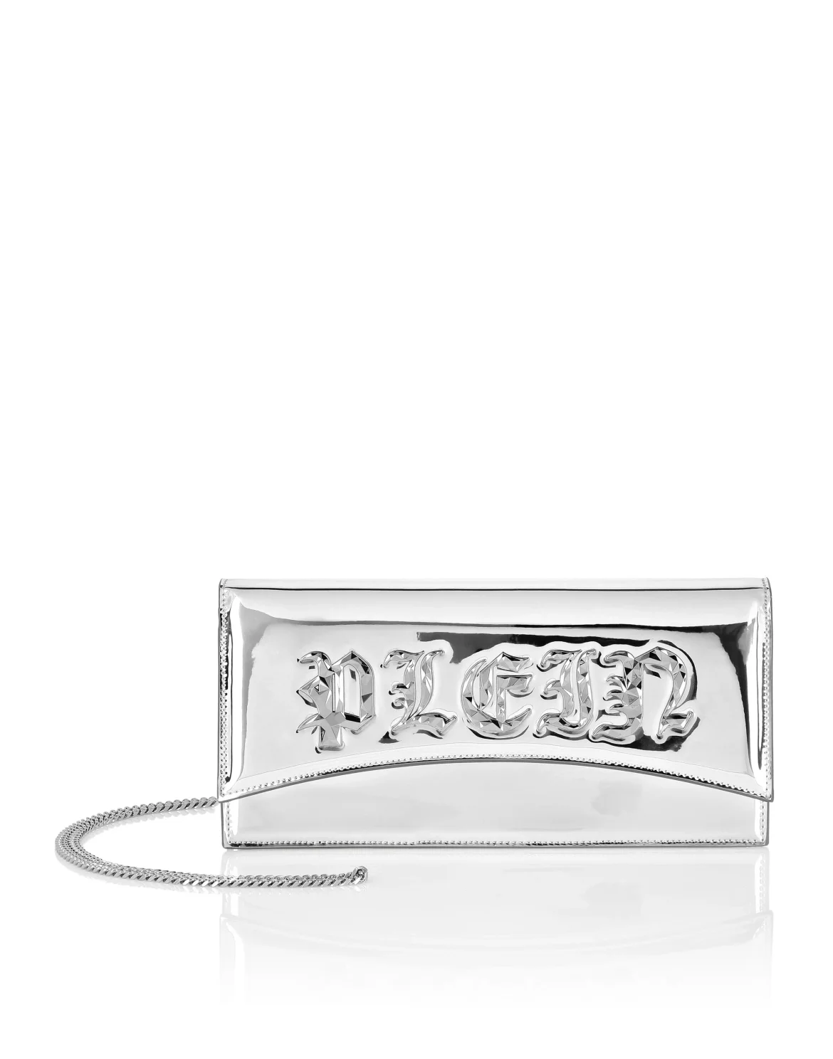 Synthetic Mirror Leather Baguette Gothic Plein, цвет: Серебристый