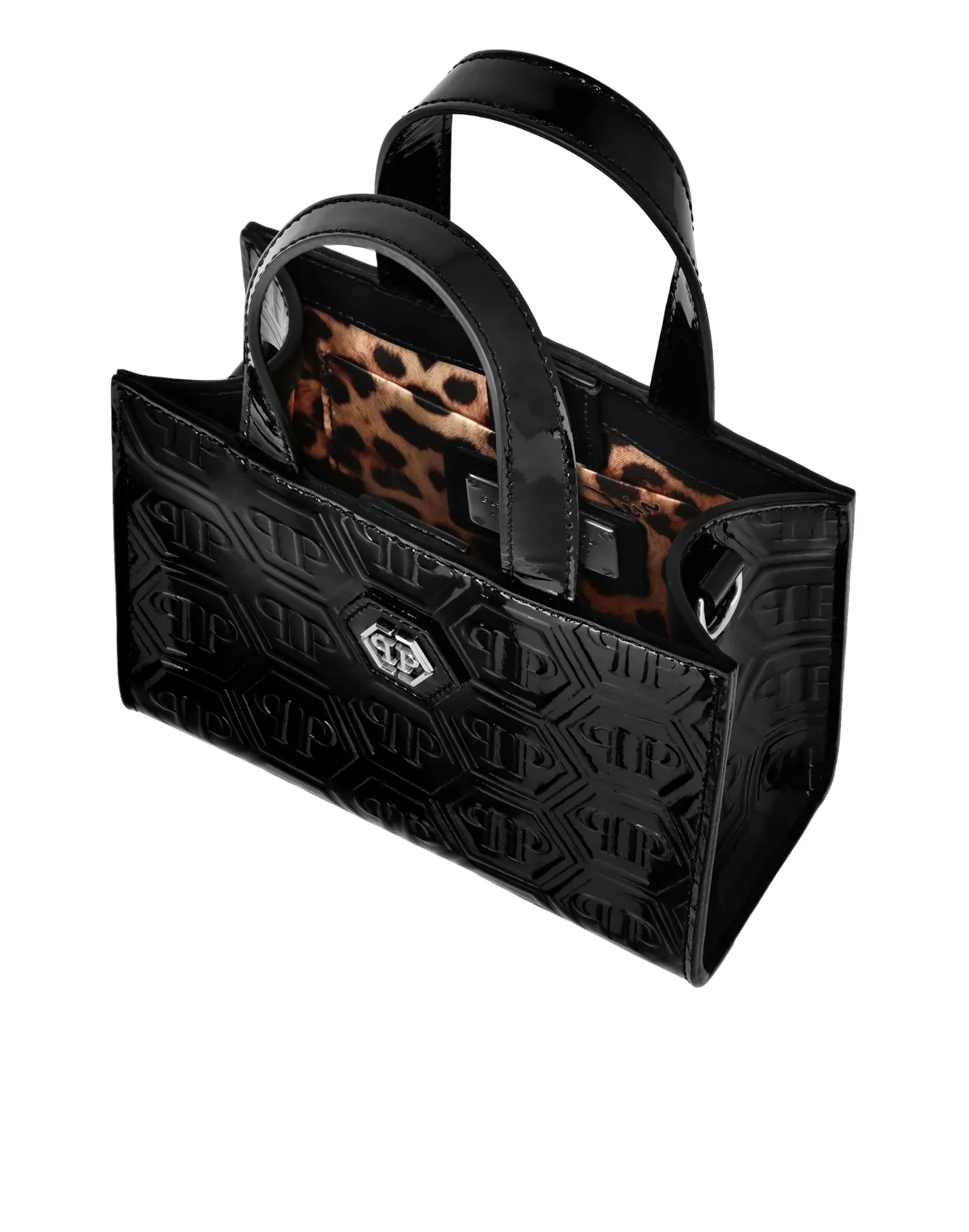 Patent Leather Small Handle Bag Monogram, цвет: Черный