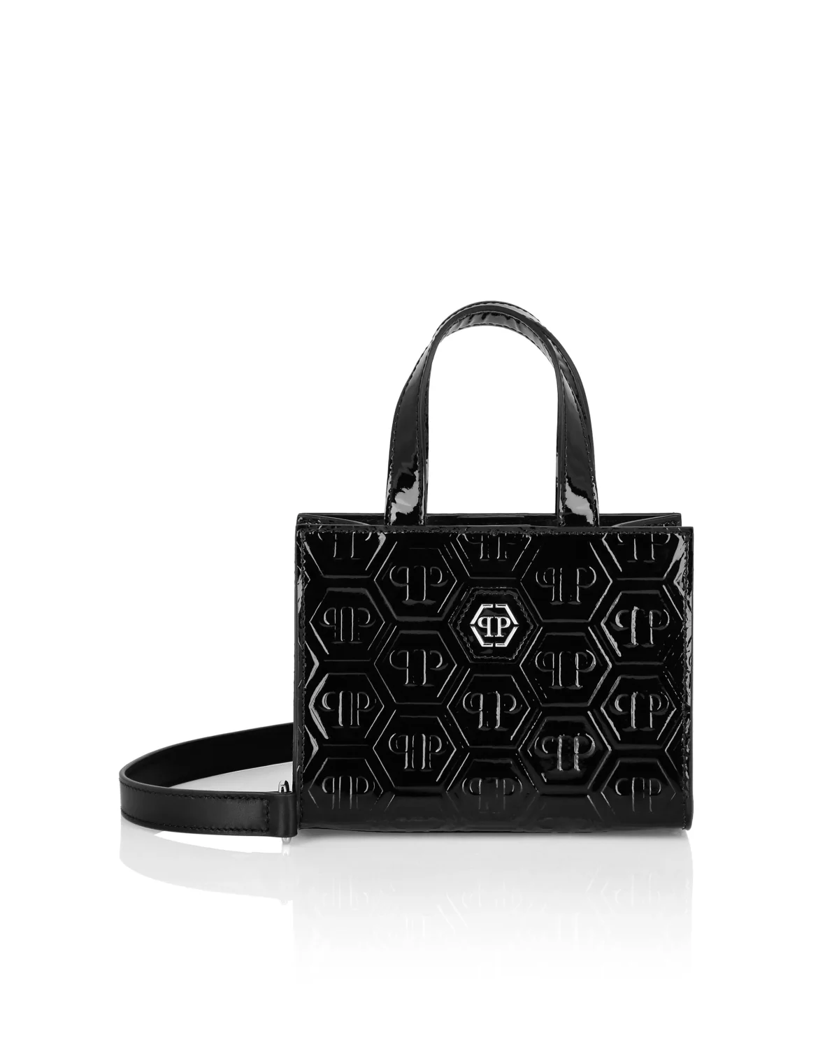 Patent Leather Small Handle Bag Monogram, цвет: Черный