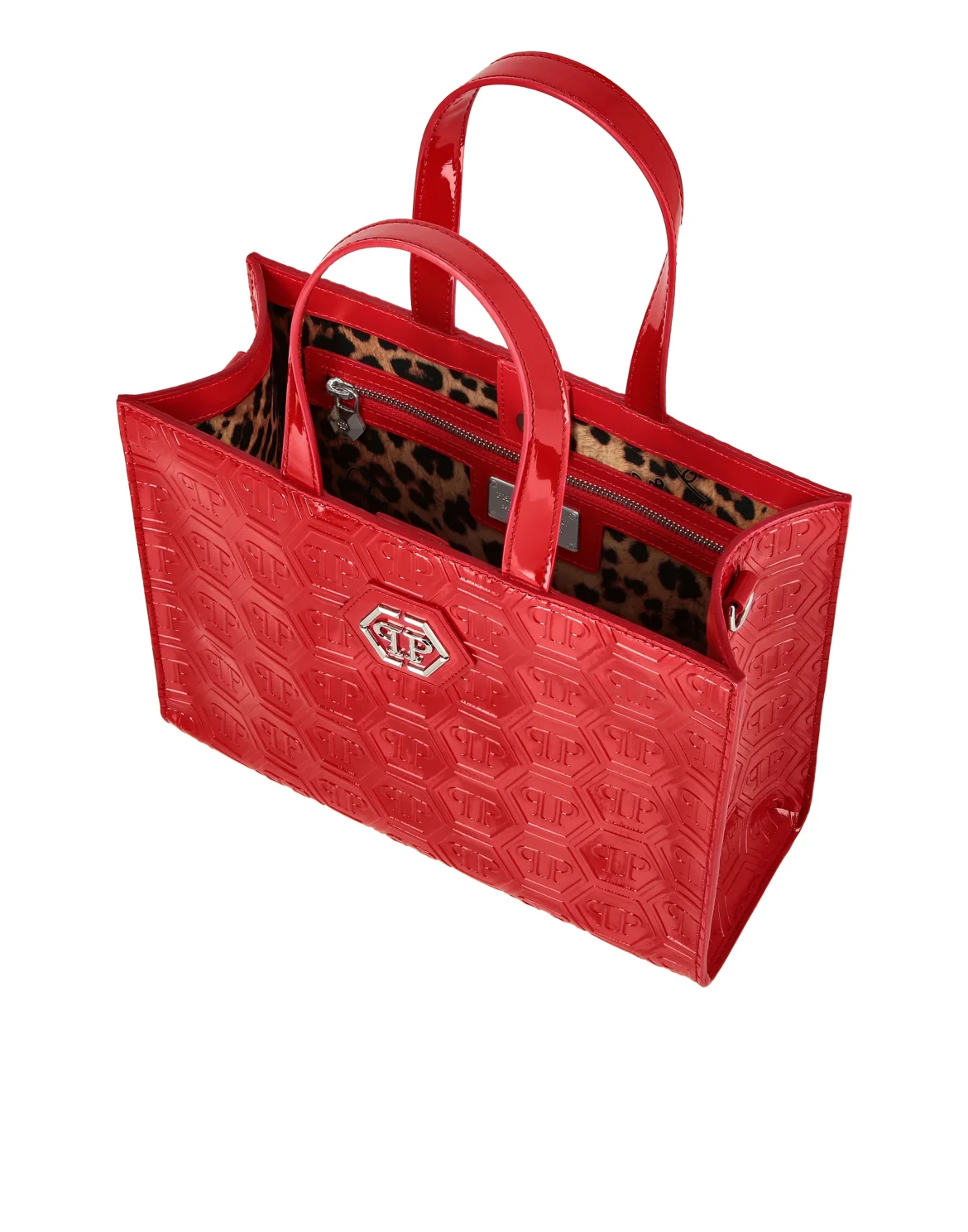 Patent Leather Medium Handle Bag Monogram, цвет: Красный