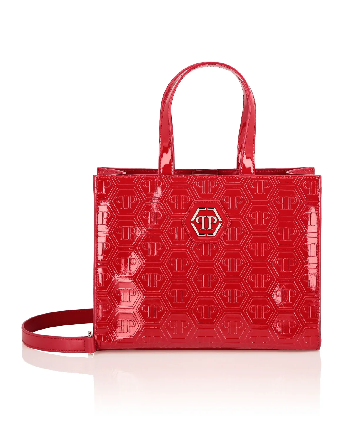 Patent Leather Medium Handle Bag Monogram, цвет: Красный