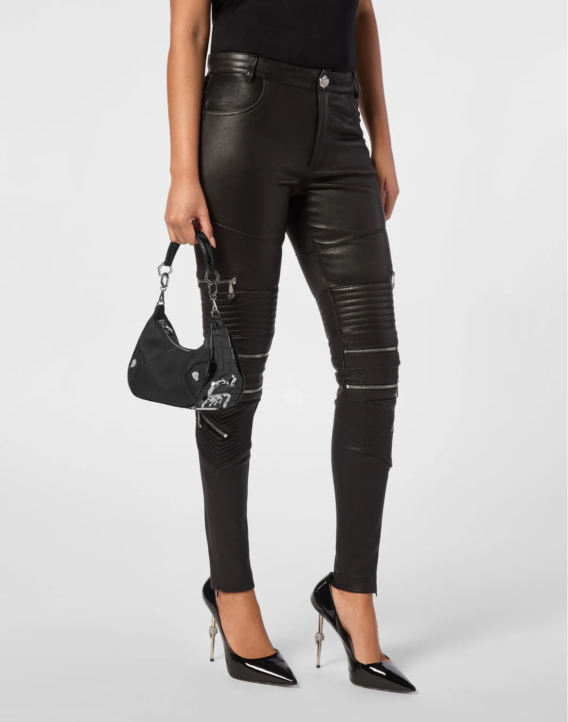 Nylon Crocco Shoulder Bag Gothic Plein, цвет: Черный
