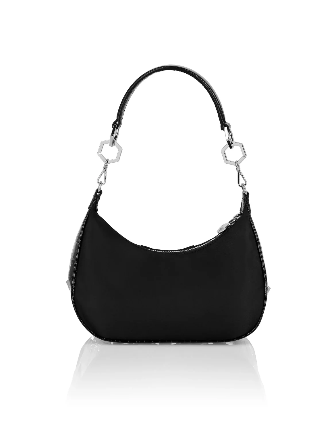 Nylon Crocco Shoulder Bag Gothic Plein, цвет: Черный