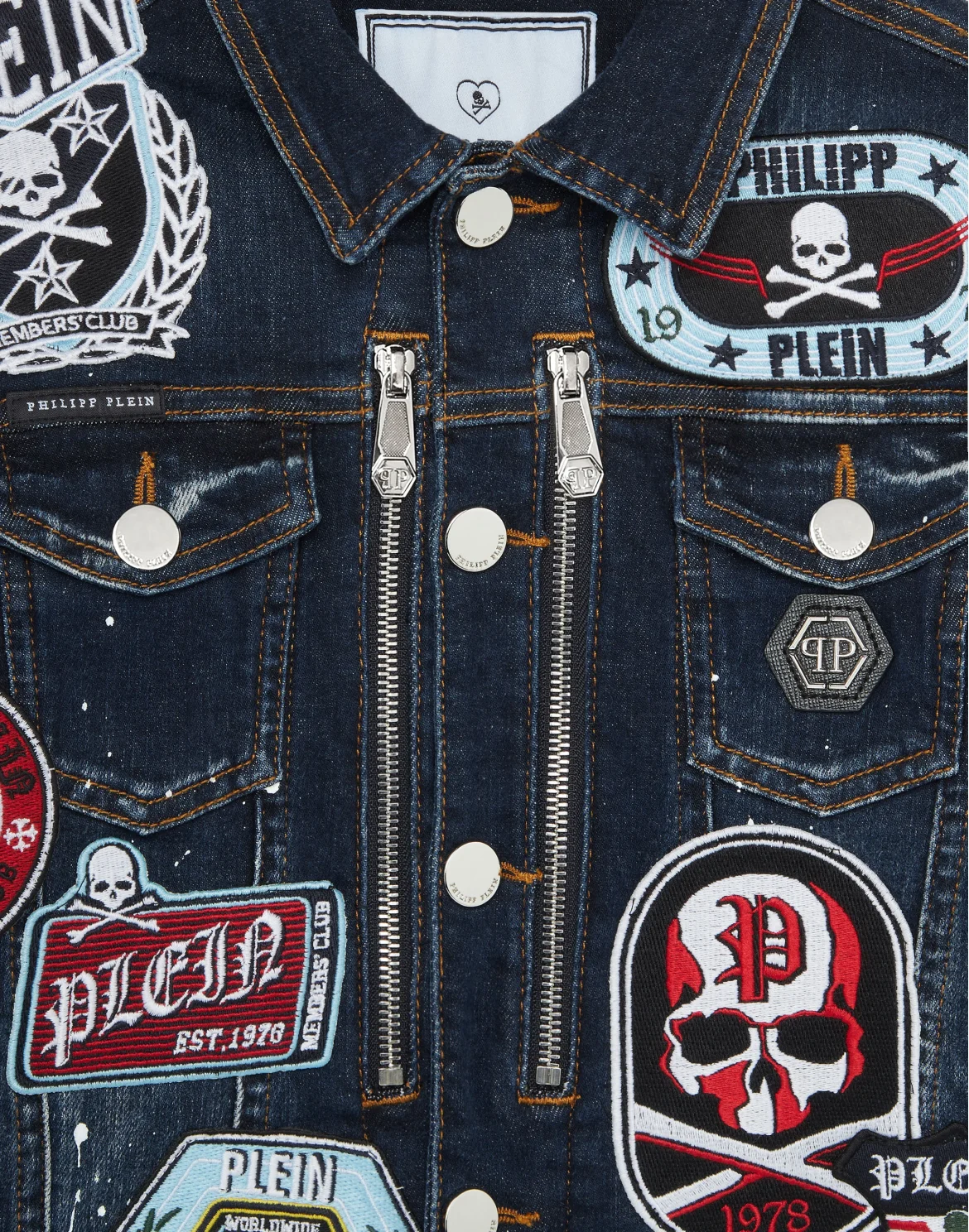 Denim Jacket Vintage Effect Patches, цвет: Синий