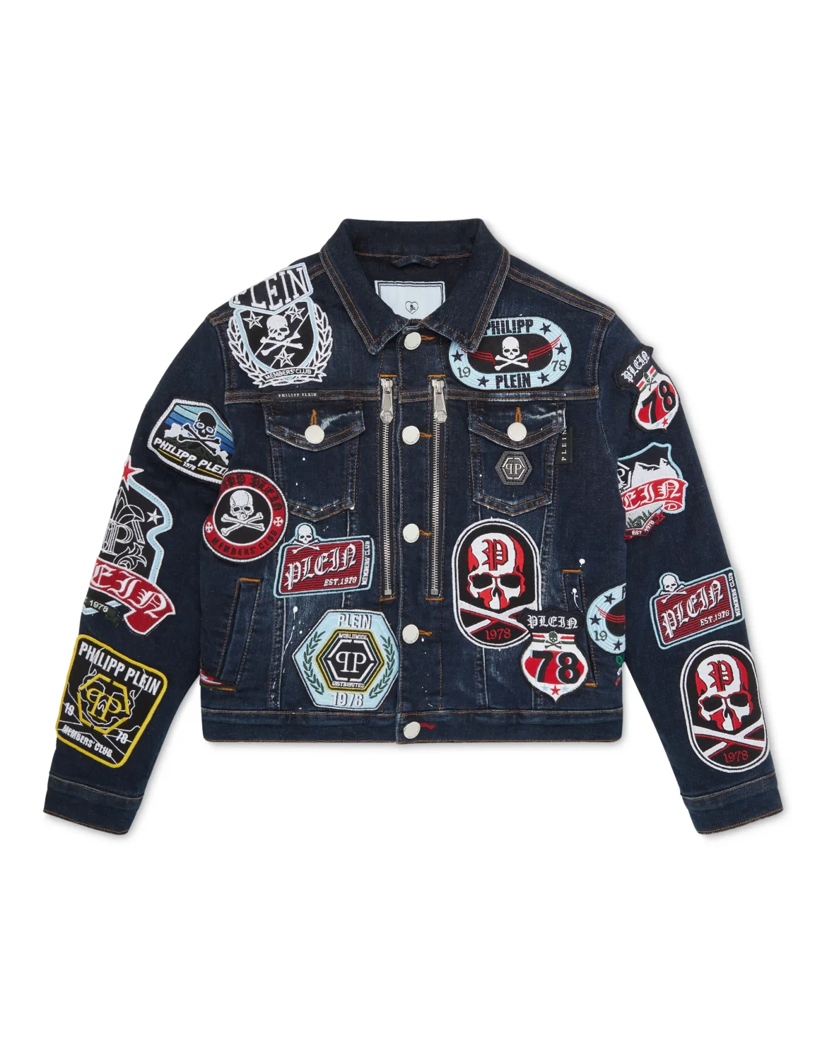 Denim Jacket Vintage Effect Patches, цвет: Синий
