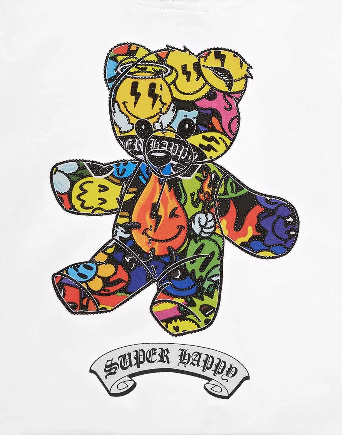 Hoodie Sweatshirt Strass Teddy Bear, цвет: Белый