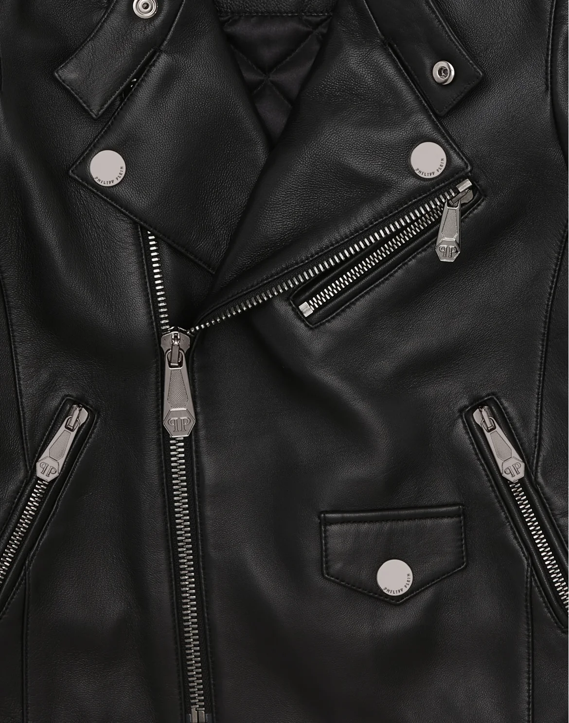 Nappa Leather Biker Jacket, цвет: Черный